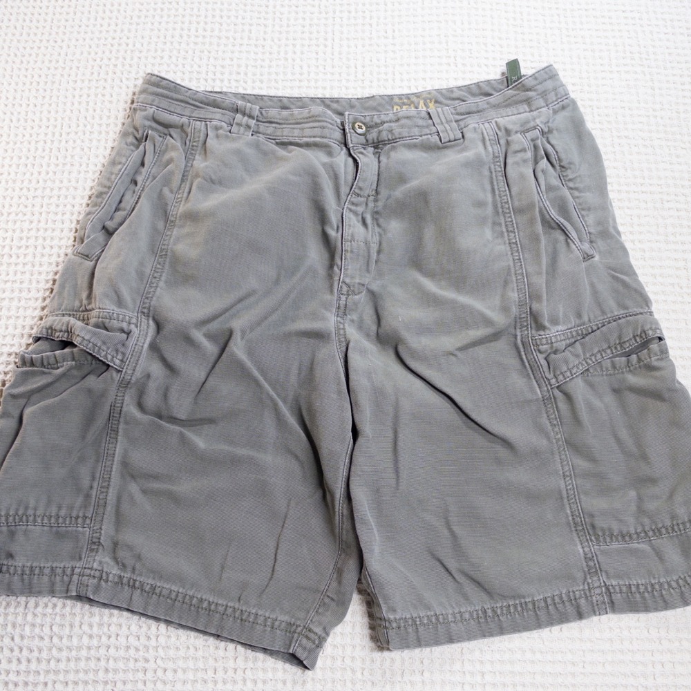 Tommy Bahama Relax Mens Gray Tencel Cotton Cargo Shorts Size 35 Casual Utility